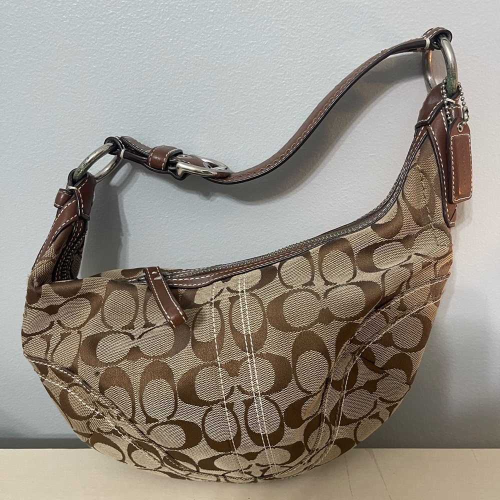 Y2K Coach Signature Brown Shoulder Bag